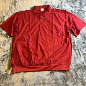 Vintage Haband Polo Shirt‎ Mens Size Large Burgundy Short Sleeve Jersey Mesh